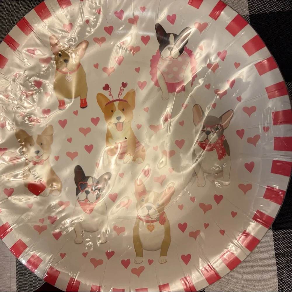 Dog-Themed Boston terrier, frenchie, corgi, Party paperPlates - Red and White